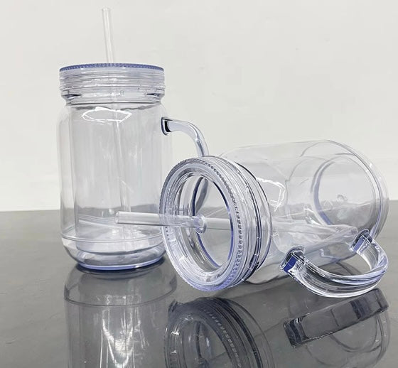 20 oz acrylic snow globe mason jar