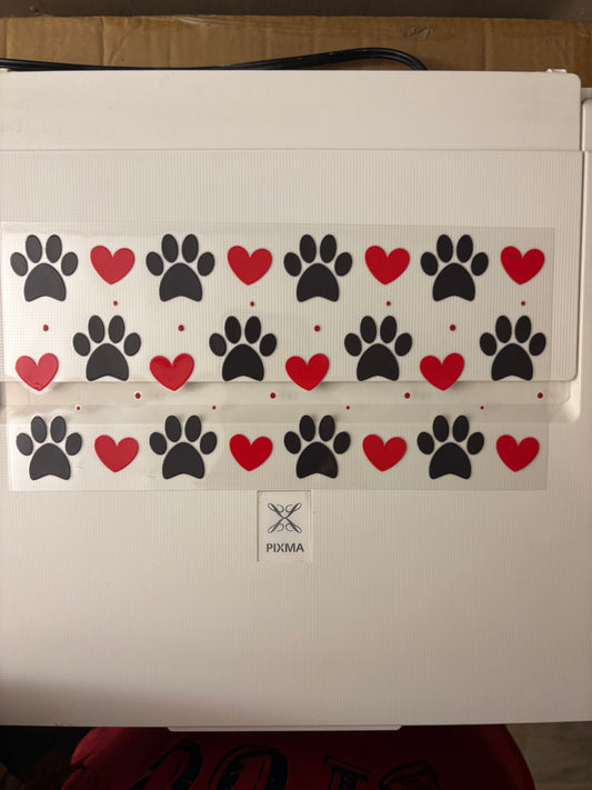 Paw prints and hearts