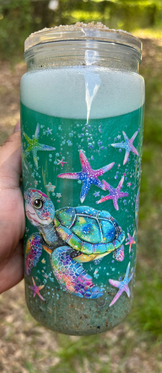 Sea turtle acrylic snow globe