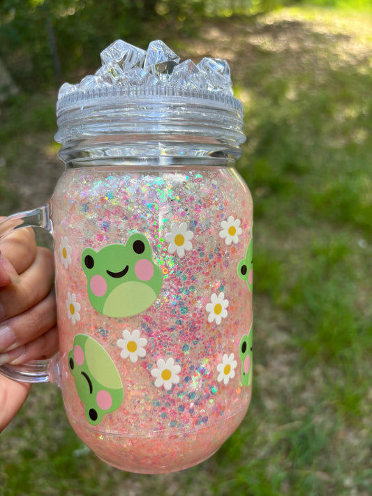 Frog snow globe mason jar